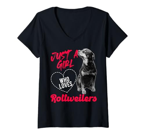 Damen Rottweiler Hundeliebhaber Lustig Haustierbesitzer T-Shirt mit V-Ausschnitt Damen Rottweiler Hundeliebhaber Lustig Haustierbesitzer T-Shirt mit V-Ausschnitt von Rottweiler Fans & Hundefreunde