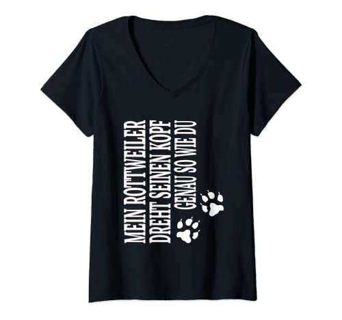 Damen Rottweiler Hundeliebhaber Hundebesitzer Hundeliebe T-Shirt mit V-Ausschnitt von Rottweiler Geschenkidee Schutzhund