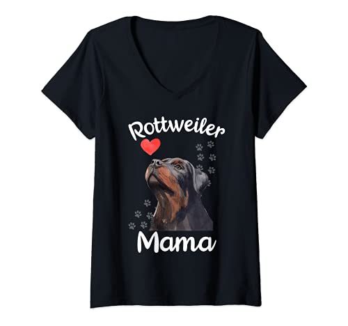 Damen Rottweiler Mama Hundeliebhaber Mutter T-Shirt mit V-Ausschnitt von Rottweiler Mom Dog Love