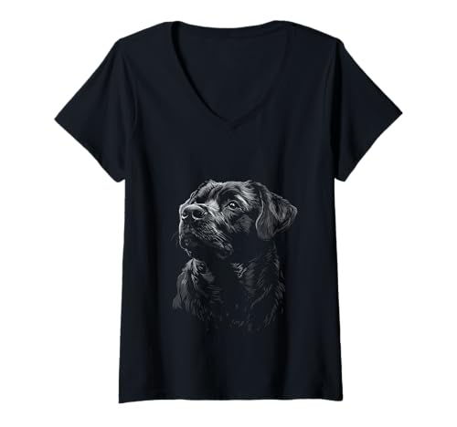 Damen Rottweiler Vektor T-Shirt mit V-Ausschnitt Damen Rottweiler Vektor T-Shirt mit V-Ausschnitt von Rottweiler Vektor Geschenk Kleidung