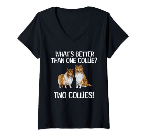 Damen Langhaarcollie Rough Collie Hund T-Shirt mit V-Ausschnitt von Rough Collie Langhaarcollie Kleidung & Accessories