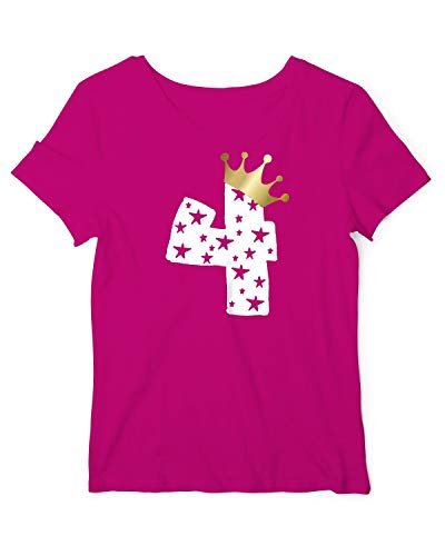 Geburtstag T-Shirt Mädchen 4 Jahre Zahl Krone Fuchsia-Weiß 104 Geburtstag T-Shirt Mädchen 4 Jahre Zahl Krone Fuchsia-Weiß 104 von RoughTex