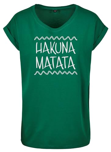 T-Shirt Damen Hakuna Matata Sprüche Statement Relaxed Shirts Forest L von Roughtex