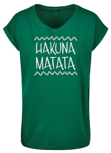 T-Shirt Damen Hakuna Matata Sprüche Statement Relaxed Shirts Forest M von Roughtex