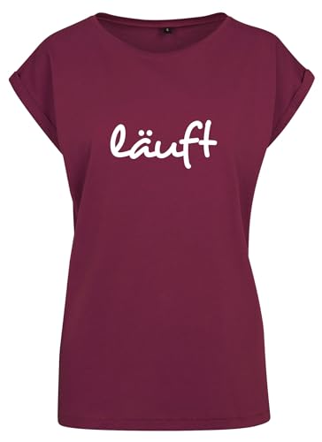 Relaxed T-Shirt Damen LÄUFT Sprüche Statement Shirts Cherry 3XL von Roughtex