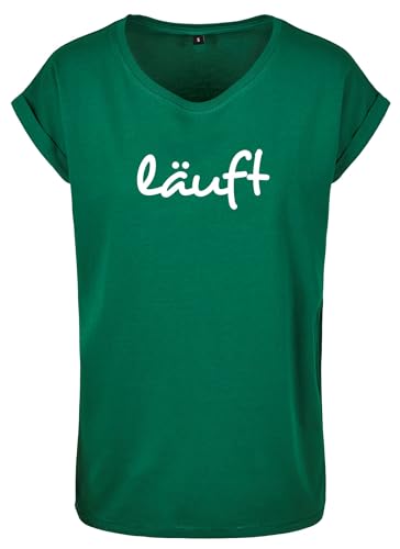 Relaxed T-Shirt Damen LÄUFT Sprüche Statement Shirts Forest XXL von Roughtex