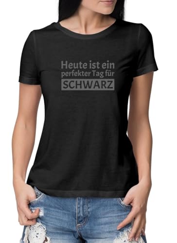 Bio T-Shirt Damen schwarz Deep Contrast Spruch Perfekter Tag M Bio T-Shirt Damen schwarz Deep Contrast Spruch Perfekter Tag M von Roughtex