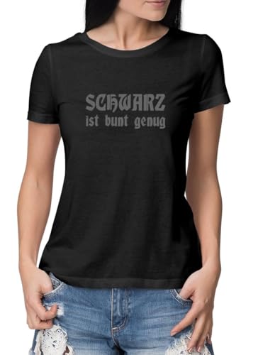 Bio T-Shirt Damen schwarz Deep Contrast Spruch Schwarz ist bunt genug XXL von Roughtex