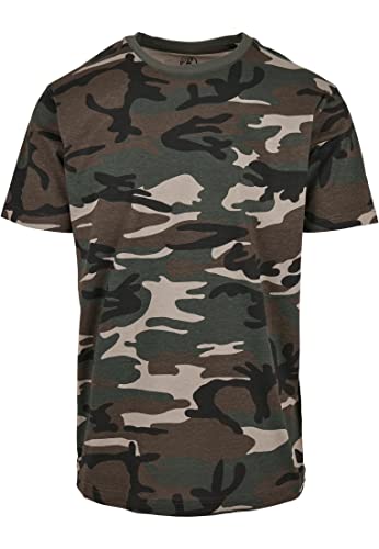 Camo T-Shirt Herren Baumwolle Army BW Camouflage Tarnmuster Wood Camo M von Roughtex