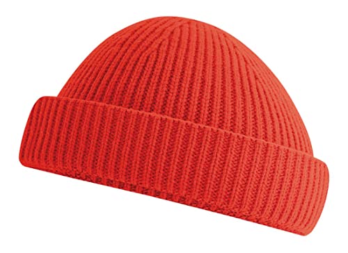 Fischermütze Kurze Beanie Recycled Rippstrick grob nachhaltige Strickmütze Docker Cap Dogger Mütze Rot von Roughtex