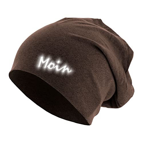 Friendly Jersey Beanie reflektierend Moin Mütze Stretch Baumwolle doppellagig Heather Brown OneSize (M/L) von Roughtex