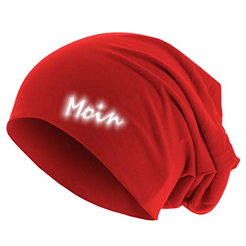 Friendly Jersey Beanie reflektierend Moin Mütze Stretch Baumwolle doppellagig Rot OneSize (M/L) von Roughtex