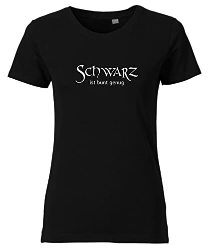 Premium T-Shirt Damen Bedruckt mit Spruch schwarz Bunt genug XXL von Roughtex