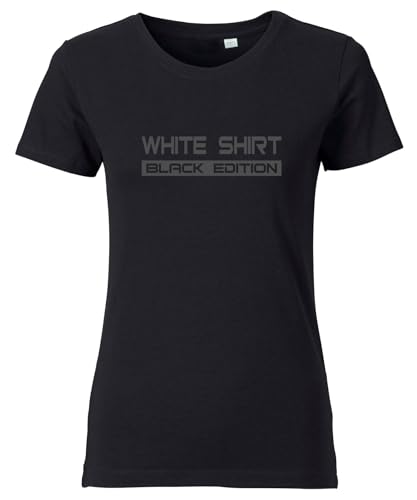 Premium T-Shirt Damen Schwarz Deep Contrast Statement Shirt Lieblingsfarbe Black Edition L von Roughtex