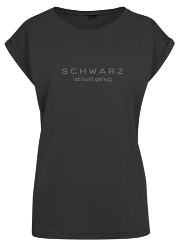Relaxed T-Shirt Damen Spruch Schwarz Liebhaber Deep Contrast Bunt genug M von Roughtex