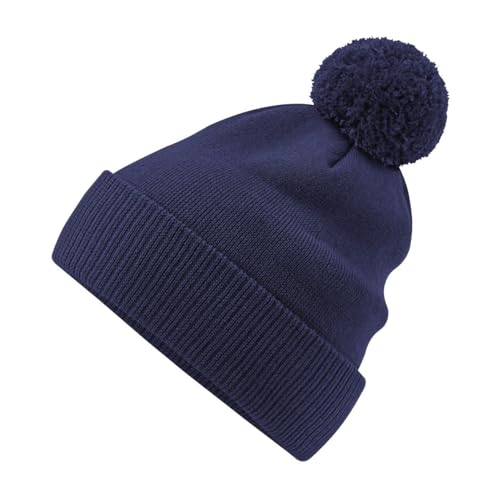 Roughtex Bommelmütze aus Bio-Baumwolle Vielseitige Wintermütze, mit Umschlag oder als Beanie tragbar Navy von Roughtex