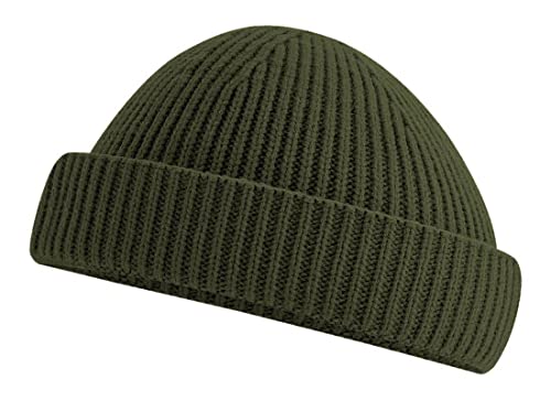 Roughtex Fisherman Beanie kurz – Fischermütze für Herren & Damen aus recyceltem Polyester, grob gestrickt, Einheitsgröße Oliv von Roughtex
