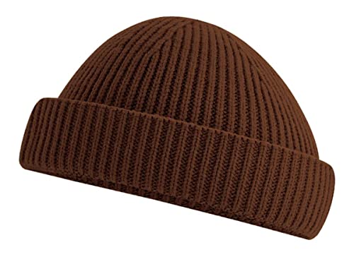 Roughtex Fisherman Beanie kurz – Fischermütze für Herren & Damen aus recyceltem Polyester, grob gestrickt, Einheitsgröße Walnuss von Roughtex