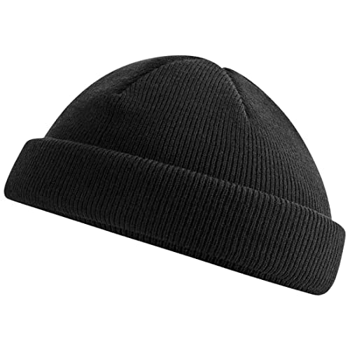 Roughtex Fisherman Beanie kurz – Fischermütze für Herren & Damen aus recyceltem Polyester, Gerippter Feinstrick, Einheitsgröße Schwarz von Roughtex