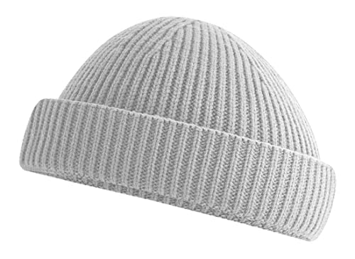 Roughtex Fisherman Beanie kurz – Fischermütze für Herren & Damen aus recyceltem Polyester, grob gestrickt, Einheitsgröße Hellgrau von Roughtex