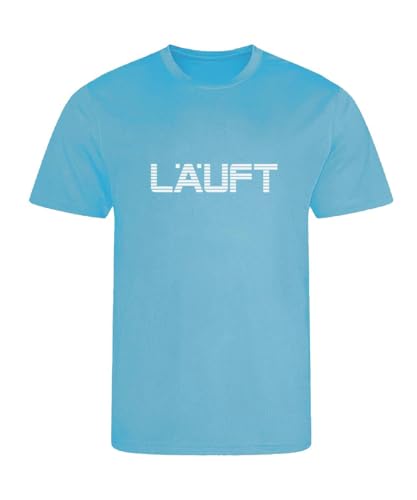 Roughtex Herren Laufshirt mit reflektierendem „läuft“-Print – Funktionsshirt atmungsaktiv, bequem & nachhaltig – Für Sport, Joggen & Freizeit – Regular Fit – M–XXL Hawaii Blau L von Roughtex