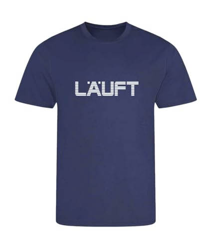 Roughtex Herren Laufshirt mit reflektierendem Print „läuft“ – atmungsaktives Funktionsshirt für Jogging, Training & Freizeit – Regular Fit – Schwarz, Navy, Neongrün – M–XXL Navy XXL von Roughtex