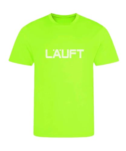 Laufshirt Herren Kurzarm mit reflektierendem Print – atmungsaktives Funktionsshirt aus Polyester – Sportshirt für Jogging Fitness Training – M–XXL – Schwarz Navy Neongrün Neongrün M von Roughtex