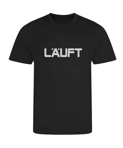 Roughtex Herren Laufshirt mit reflektierendem Print „läuft“ – atmungsaktives Funktionsshirt für Jogging, Training & Freizeit – Regular Fit – Schwarz, Navy, Neongrün – M–XXL Schwarz L von Roughtex