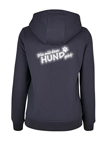 Roughtex Hoodie Damen Die mit dem Hund geht Kapuzen-Pullover reflektierend Bedruckt - fällt klein aus Navy XXL von Roughtex
