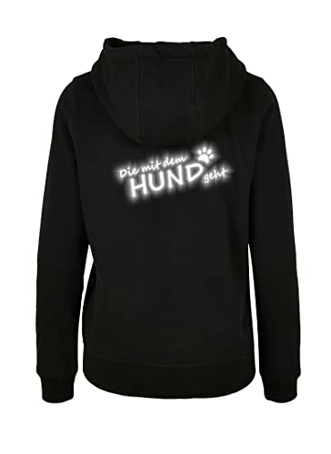 Roughtex Hoodie Damen Die mit dem Hund geht Kapuzen-Pullover reflektierend Bedruckt - fällt klein aus Schwarz L von Roughtex