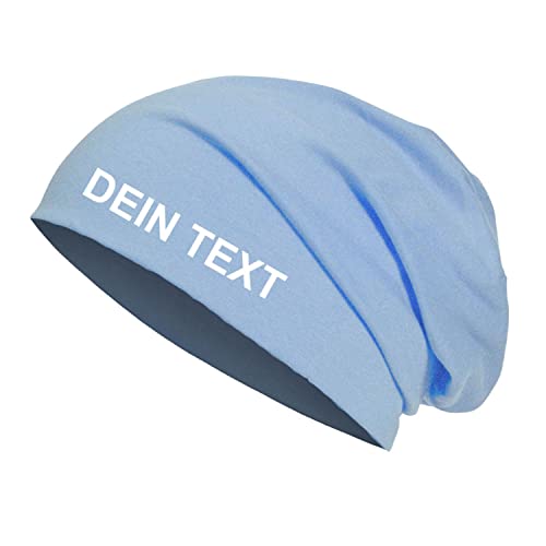 Roughtex Jersey Beanie personalisierbar Mütze Baumwolle Bedrucken Lassen eigener Text frei positionierbar Heather Indigo M/L von Roughtex