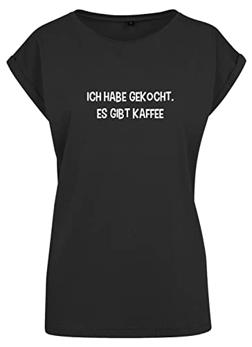 Roughtex Oversize Sprüche Tshirt Damen schwarz Habe gekocht L von Roughtex