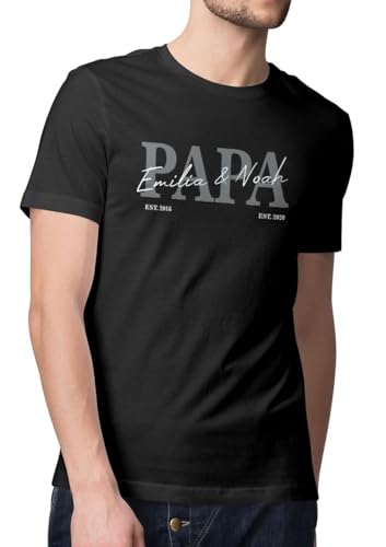 Roughtex Personalisiertes Papa Tshirt 1 oder 2 Kinder Namen Geburtstag Geschenk Vatertag Schwarz XXL von Roughtex