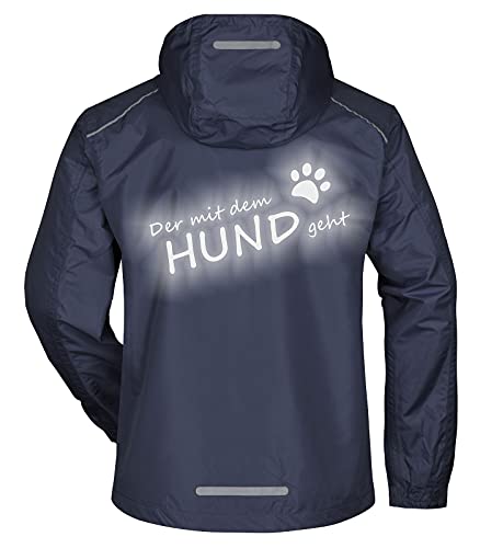 Roughtex Regenjacke Herren Spruch Der mit dem Hund geht reflektierend Bedruckt Navy XL von Roughtex