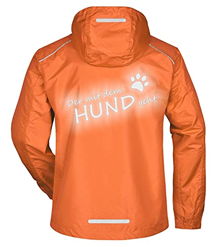 Roughtex Regenjacke Herren Spruch Der mit dem Hund geht reflektierend bedruckt Orange L von Roughtex