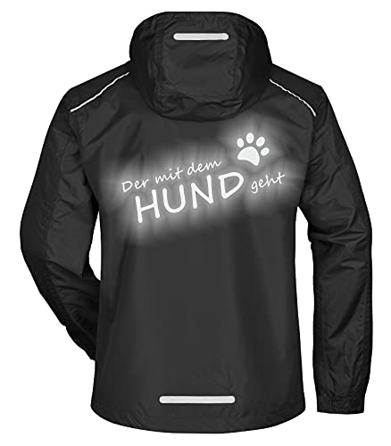 Roughtex Regenjacke Herren Spruch Der mit dem Hund geht reflektierend Bedruckt Schwarz XXL von Roughtex