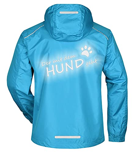 Roughtex Regenjacke Herren Spruch Der mit dem Hund geht reflektierend bedruckt Türkis L von Roughtex