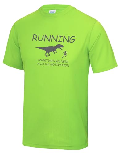 Running Shirt Herren Laufshirt Bedruckt Motivation Jogging T-Shirt Neongrün L von Roughtex