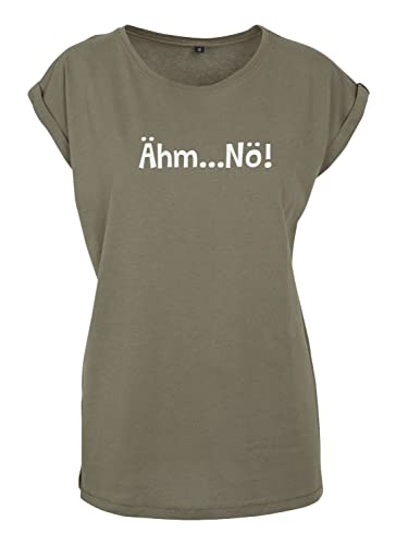 Spruch T-Shirt Damen Extended Shoulder Ähm.Nö Oliv L von Roughtex