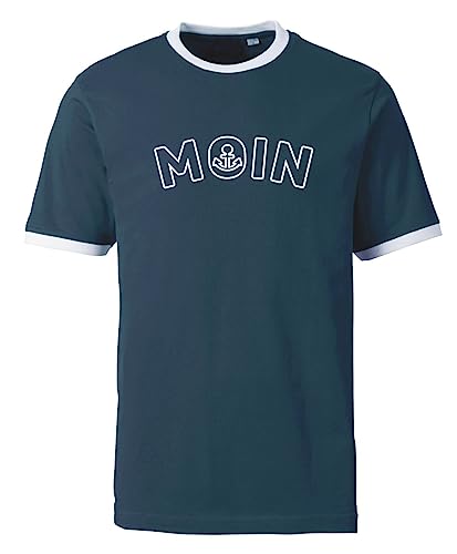 T-Shirt Herren Moin Ringer-Shirt Spruch Tshirt Bedruckt Navy L von Roughtex