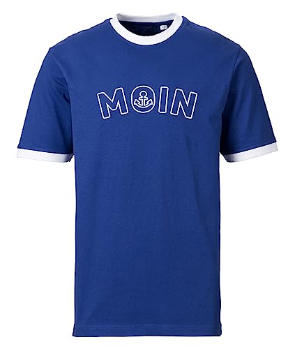 T-Shirt Herren Moin Ringer-Shirt Spruch Tshirt Bedruckt Royalblau XL von Roughtex