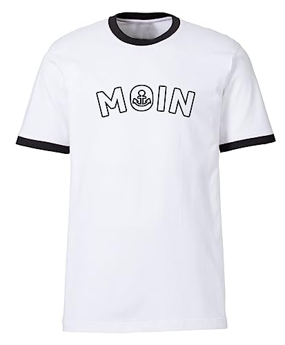 T-Shirt Herren Moin Ringer-Shirt Spruch Tshirt Bedruckt Weiß L von Roughtex