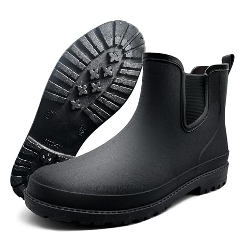 Rouhuhura Gummistiefel Herren, Regenstiefel Stiefel Wasserdicht Regenschuhe Anti-Rutsch Regenstiefel Halbhohe Gartenstiefel Gummistiefel Herren kurz (EU 45) von Rouhuhura