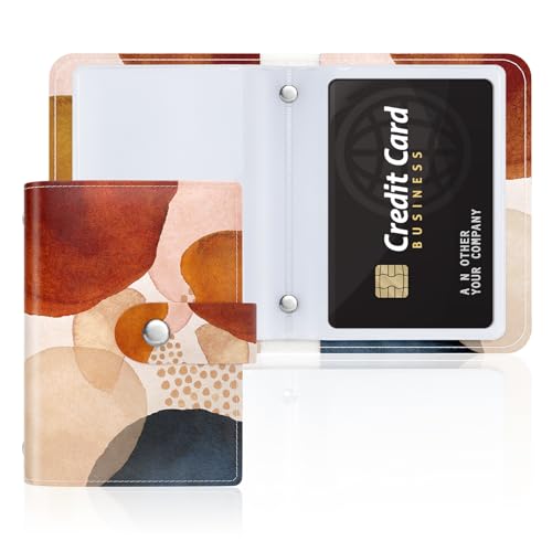 Rouidr Kreditkartenetui, Mini-Kartenetui, RFID-blockierend, schlankes Leder, Kreditkartenetui, Organizer mit 20 Kartenfächern, Einfache abstrakte Kunst, Mode von Rouidr