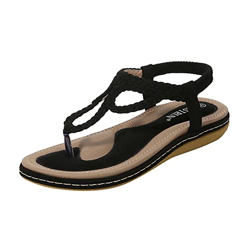 Damen Zehentrenner Sommer Weite H Sandaletten Flip Flops Sommerschuhe Elegant Flach Römersandalen Bequem Slides Damen Sandalen Strand Schuhe Sandalen Damen 39 Schwarz Riemchensandalen Damenschuhe von Rouingdd