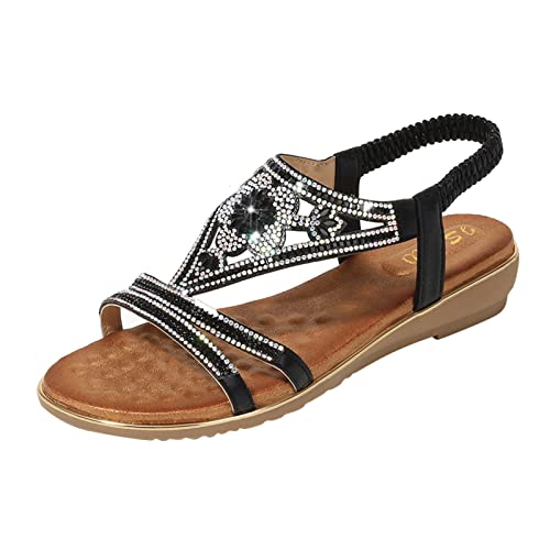 Flip Flops Sommerschuhe Elegant Flach Römersandalen Sandalen Damen 39 Schwarz Riemchensandalen Damenschuhe Damen Zehentrenner Sommer Weite H Sandaletten Bequem Slides Damen Sandalen Strand Schuhe von Rouingdd