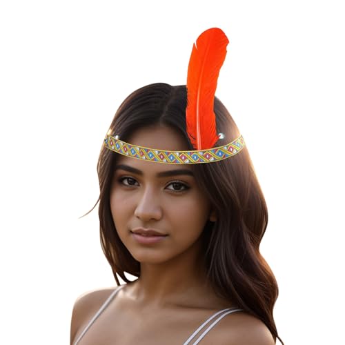 Haarschmuck Stirnband Damen Karneval Kostüm Damen Erwachsene Kinder Karneval Feder Kopfschmuck Indianer Haarschmuck Kinder Performance Erwachsene Cosplay Haarband von Rouingdd