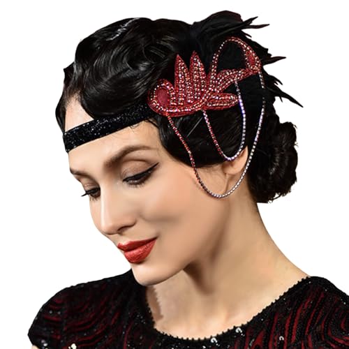 Haarschmuck Stirnband Damen Karneval Kostüm Damen Maskerade Feder Haarbänder Feder Accessoires Party Abend Mardi Gras Prom Haarbänder von Rouingdd