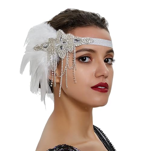 Haarschmuck Stirnband Damen Karneval Kostüm Damen Tassel Feder Diamant Verkrustete Stirnband Haarband Karneval Boutique Kopfschmuck Haarband von Rouingdd