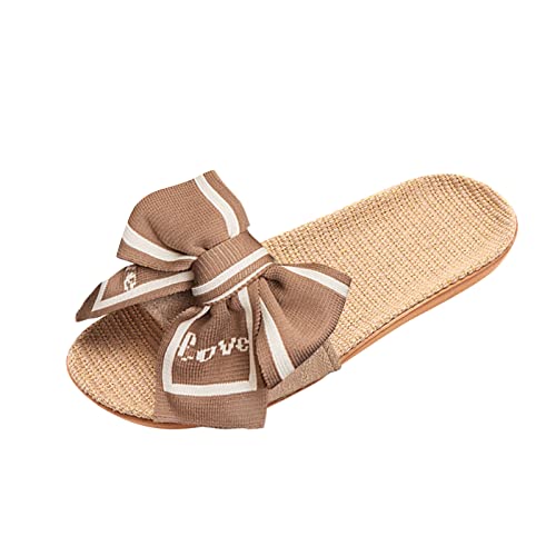 Rouingdd Damen Zehentrenner Strandschuhe Boho Hausschuhe Leicht Elastische Glitzer Freizeitschuhe Elegante Bequem Slide Sandal Open Toe Böhmische Strass Sandaletten Rutschfest Flache Riemchensandalen von Rouingdd